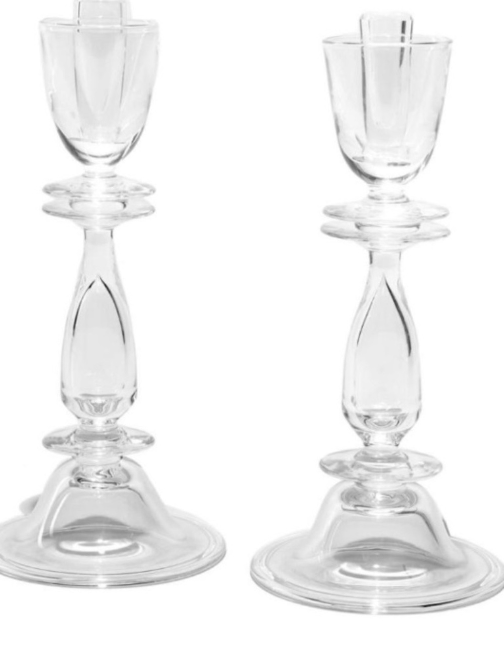 4 Steuben Crystal "Double-Disk" Candlesticks